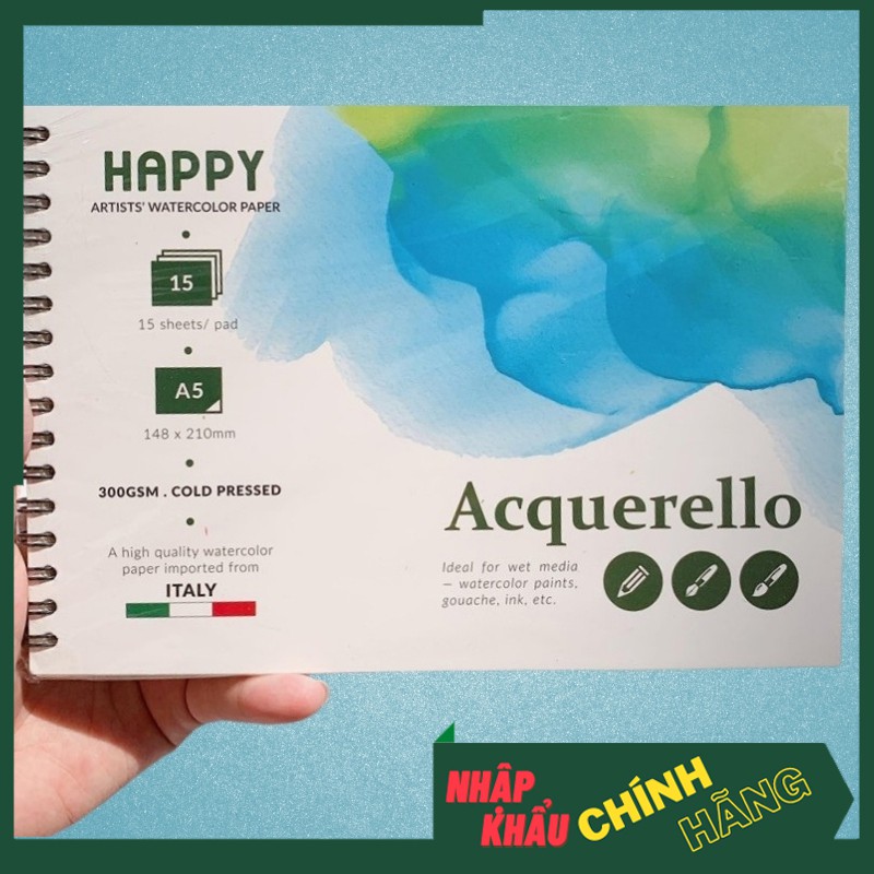 Sổ Vẽ Màu Nước Happy 300Gsm cao cấp