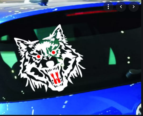 Decal Dán Trang Trí Hình Đầu Sói Cho Xe Hơi