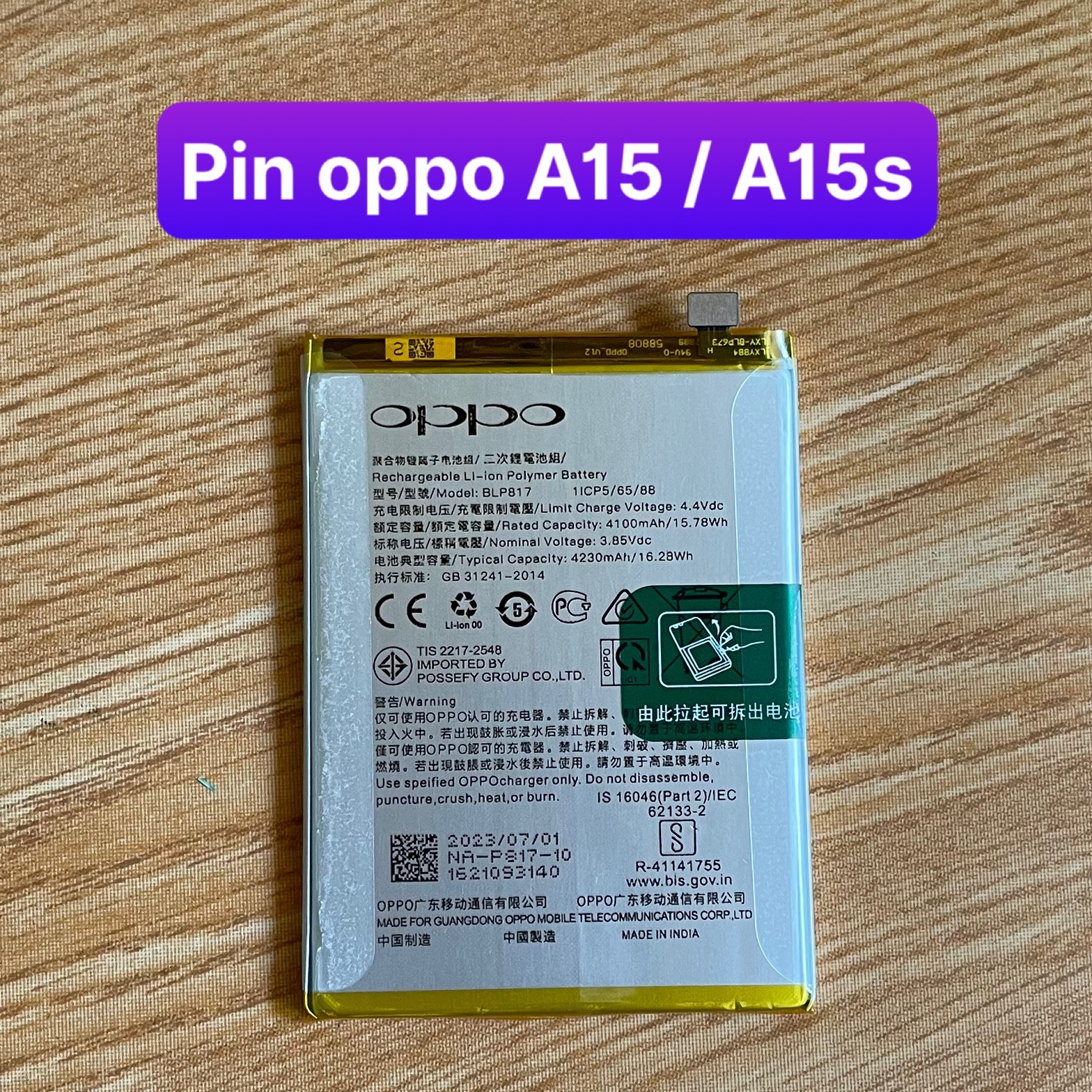 pin oppo A15 / A15s / A16k mã BLP817 (zin) lắp chung