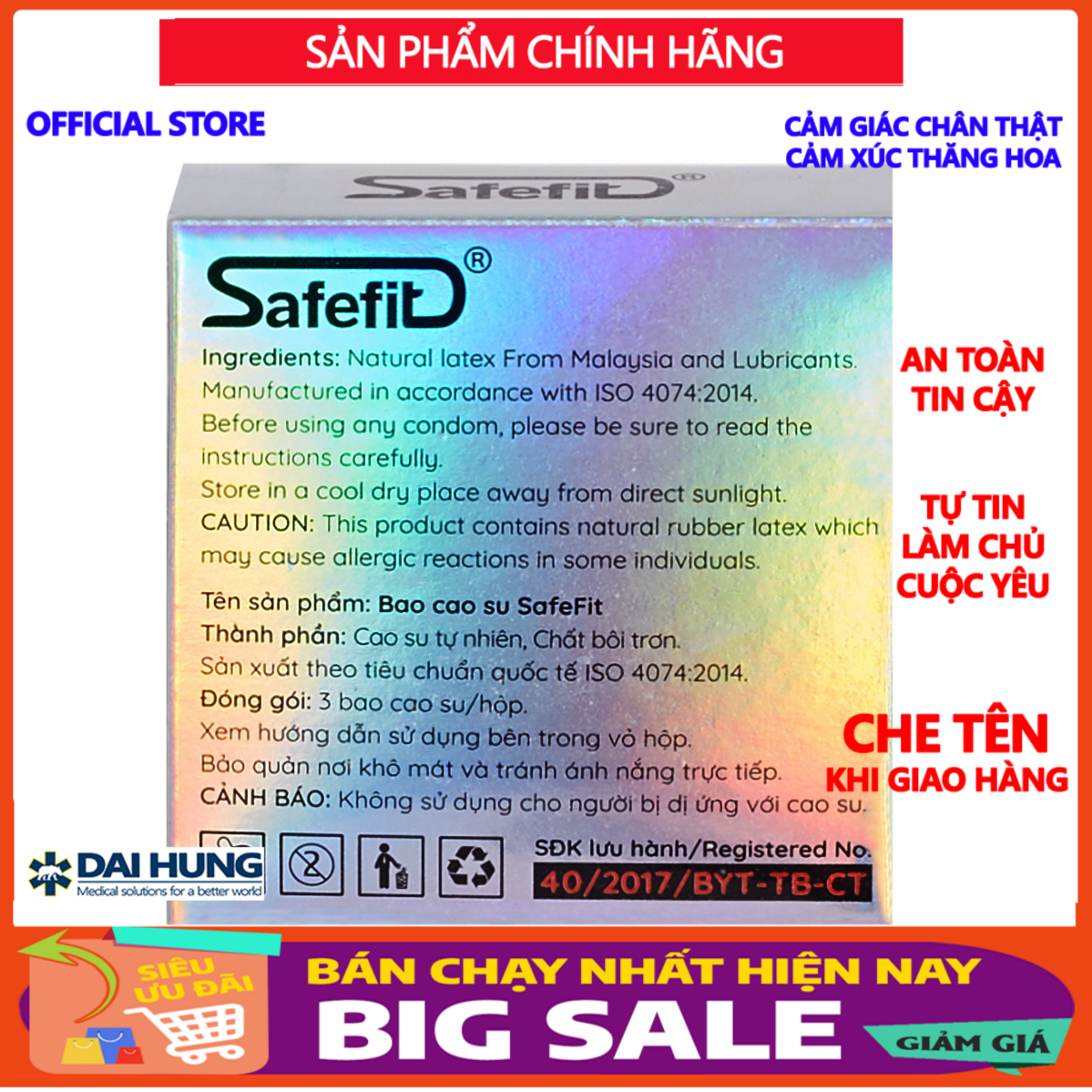 [Mua 1 tặng 1] Bao cao su CỰC SIÊU MỎNG Safefit 003 mỏng chỉ 0.029mm - 12 chiếc + TẶNG 3 chiếc