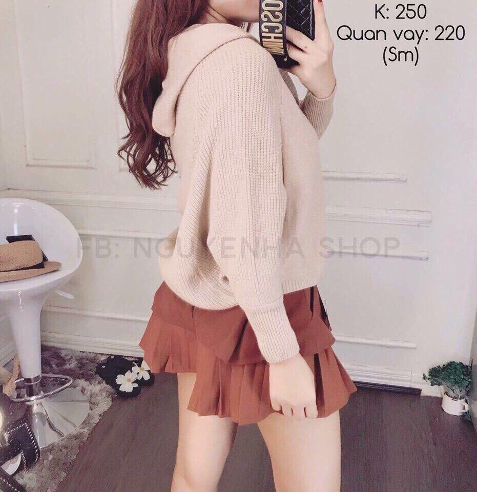 Áo khoác len tay dơi có nón QC cao cấp