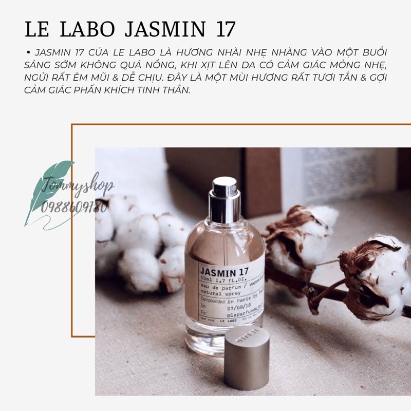 [Ống 10ml] Nước hoa Unisex LE LABO Jasmin 17
