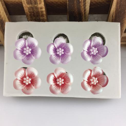 Khuôn silicon 3d làm bánh làm rau câu mẫu 6 bông đào