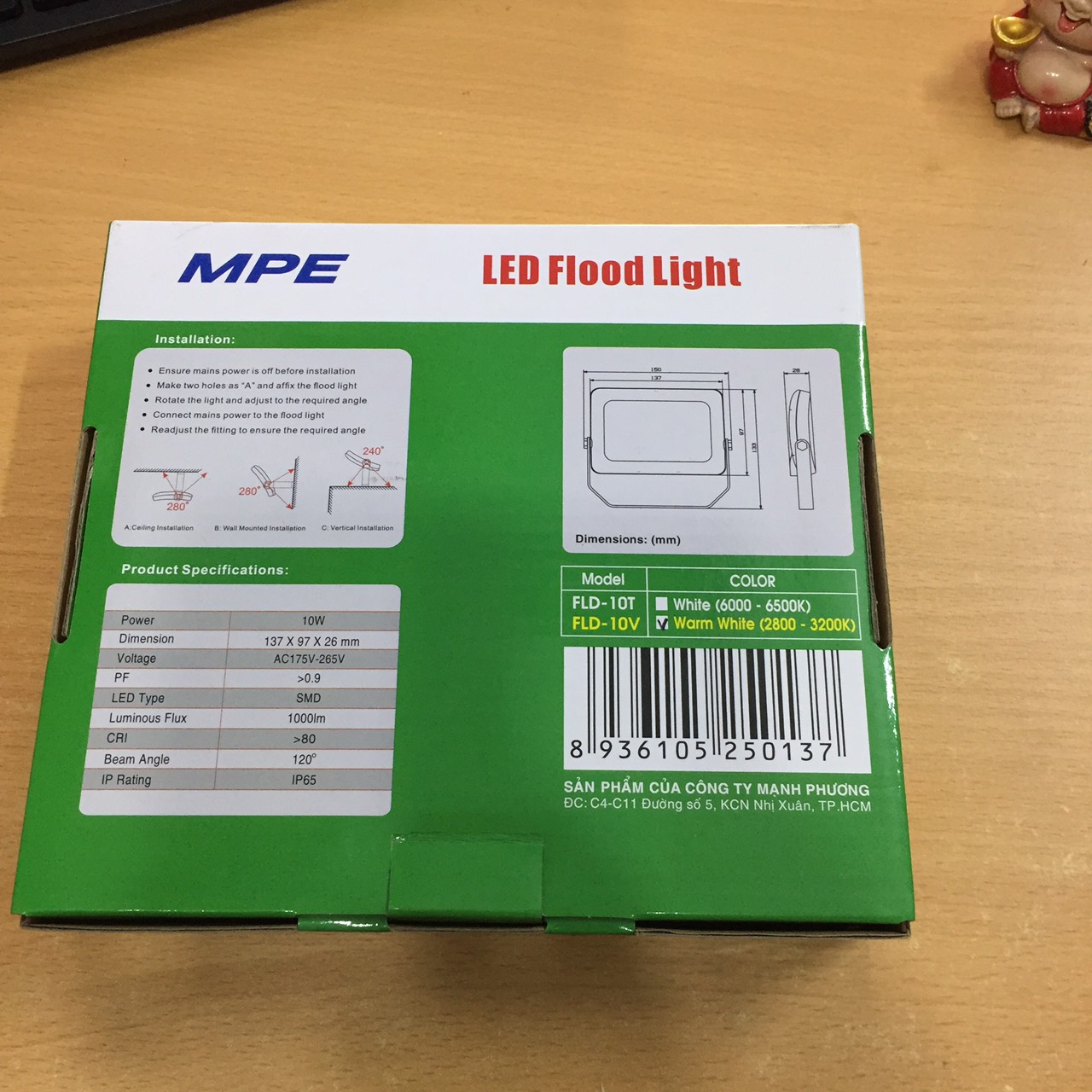 [HCM]ĐÈN PHA LED 10W MPE TRẮNG VÀNG