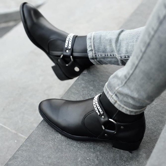 Giày Harness Boots Giày Da Bò Cao Cấp ,Bảo Hành 12 Tháng.