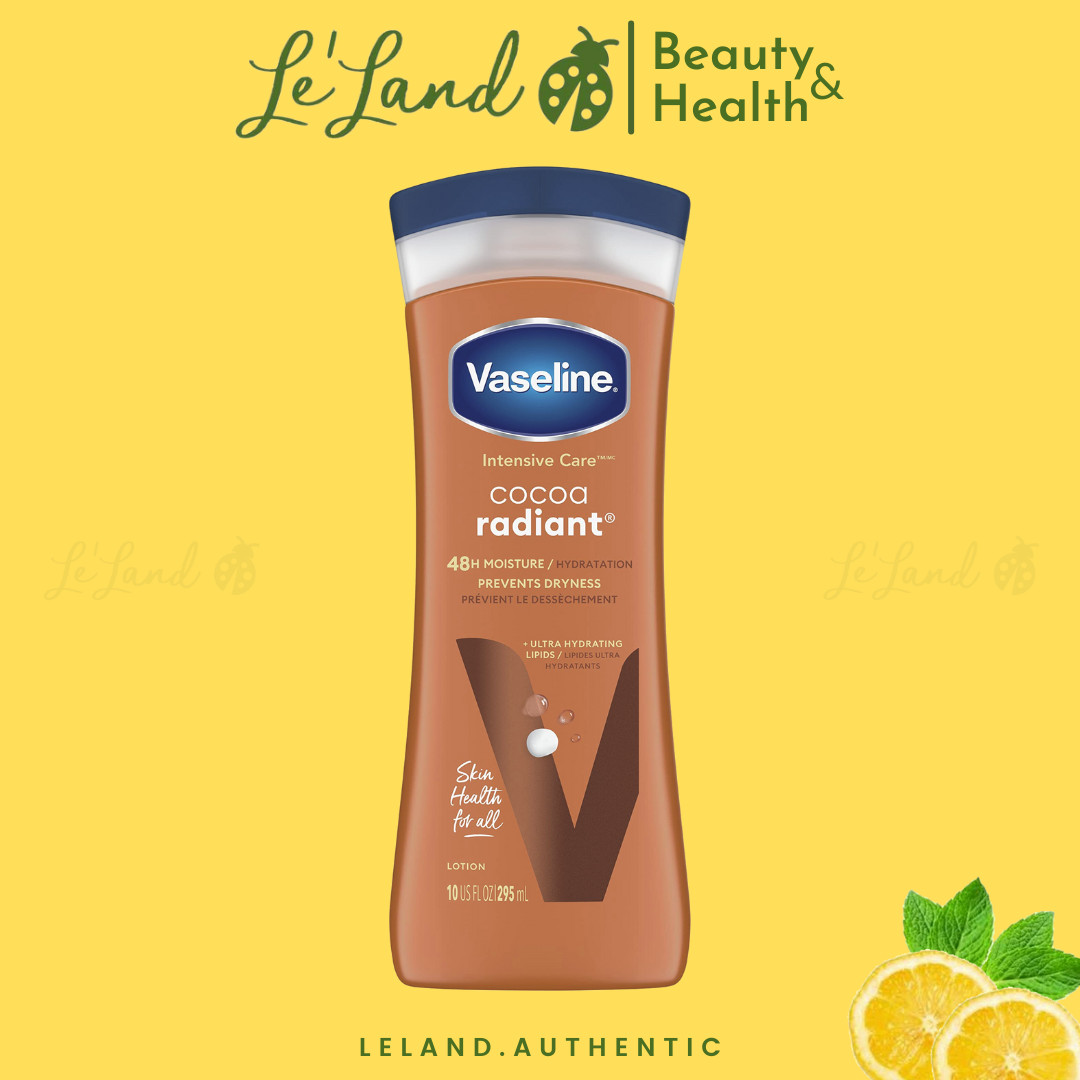 Sữa dưỡng thể Vaseline Intensive Care Cocoa Radiant 295ml của Mỹ - Leland