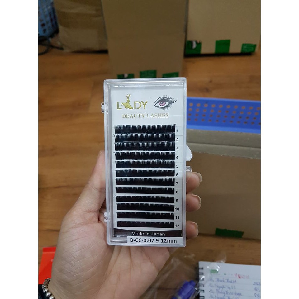 1 khay mi hoa hồng đen nối mi