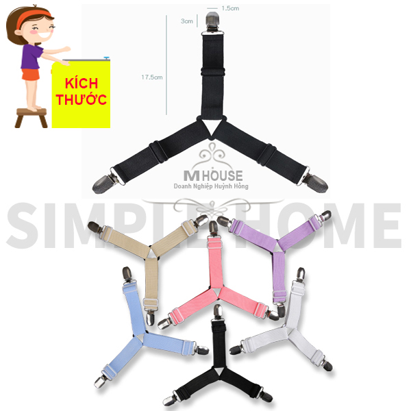 Combo 4 Dây Inox Kẹp Cố Định Ga Giường Phụ Kiện Chăn Gối Nệm Drap Giường