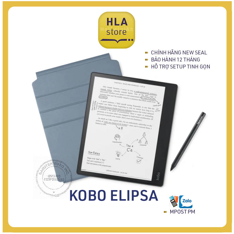 Bộ máy đọc sách Kobo Elipsa, Elipsa 2e – màn hình 10.3”, 32gb, sạc type C – hàng chính hãng newseal