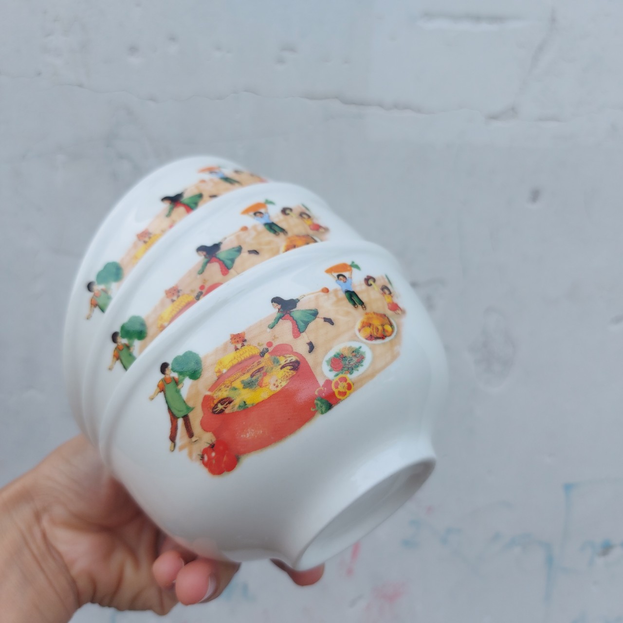 Bộ 10 chén sứ ăn cơm in hoa tiết siêu yêu
