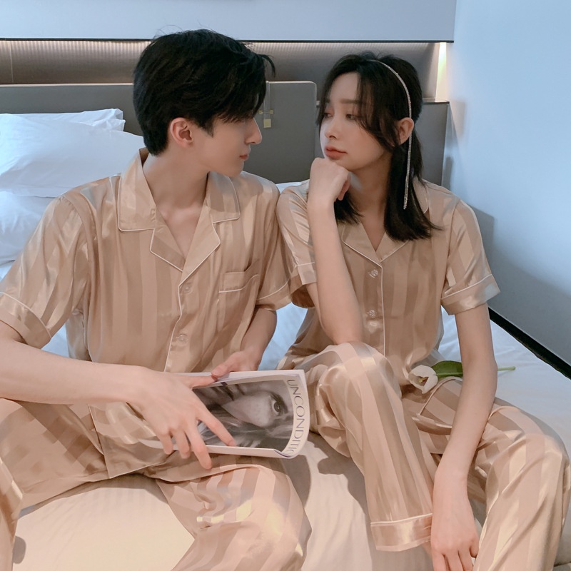Đồ Ngủ Satin Lụa Cao Cấp 💫 Đồ Đôi Lụa Gấm Mặc Nhà Nam Nữ 💫 IVY600