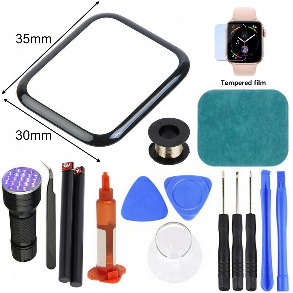 ☃ out front lcd glass cover replacement uv glue touch screen repair kit for apple watch 2/3/4/5/6 series 38mm 42mm 40mm 44mm