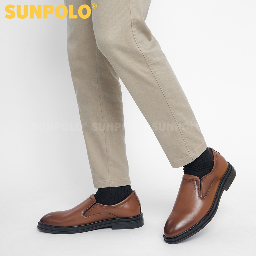 Giày nam, Giày tây da bò SUNPOLO SPH297 (Nâu, Đen)