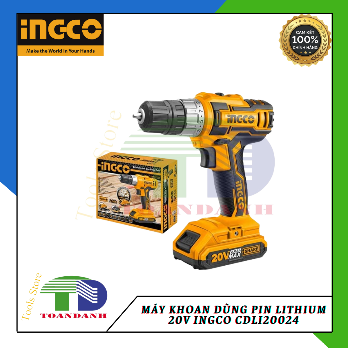 Máy khoan dùng pin lithium 20v ingco cdli20024