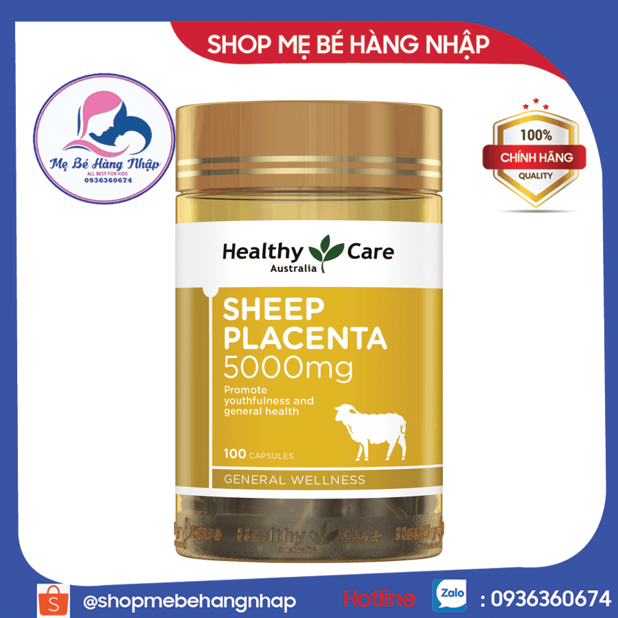 Nhau Thai Cừu Úc Sheep Placenta Healthy Care 5000mg - 100 viên