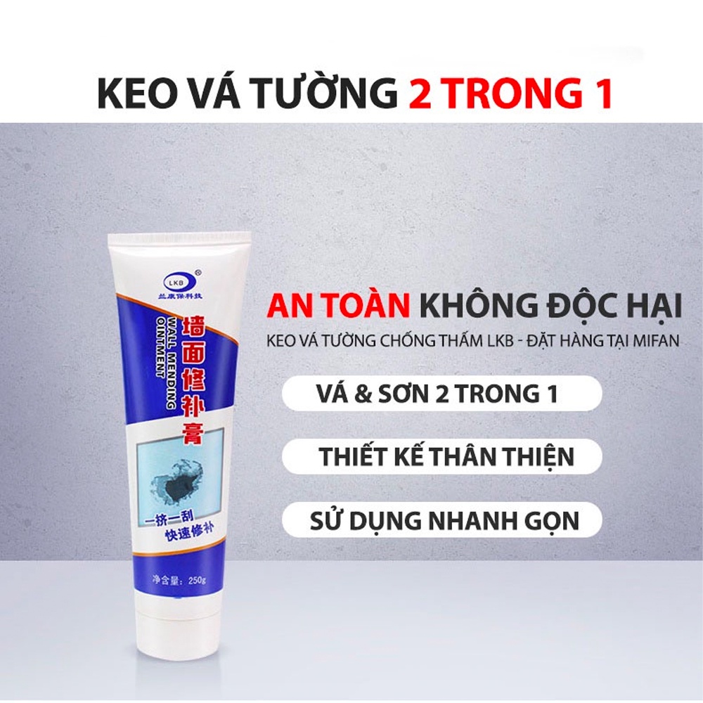 Keo vá tường 250g, keo vá tường chống thấm chống ẩm mốc - trám trét vết nứt khe hở tường - chống mốc ẩm làm sạch tường