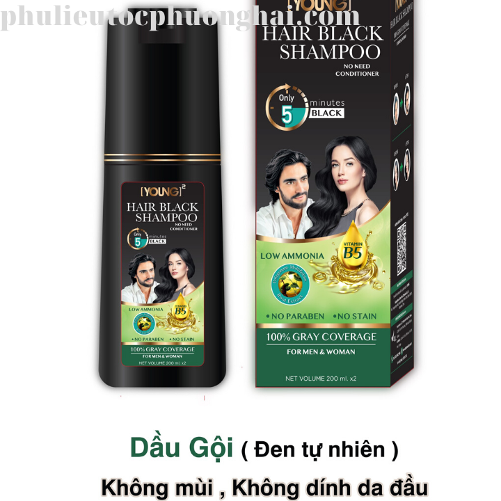 Dầu gội phủ bạc màu đen tự nhiên Young