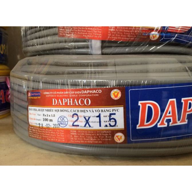 Dây điện đôi 2x1.5 & 2x2.5 tròn xám 2 lõi daphaco, dây cáp xám- hàng chính hãng