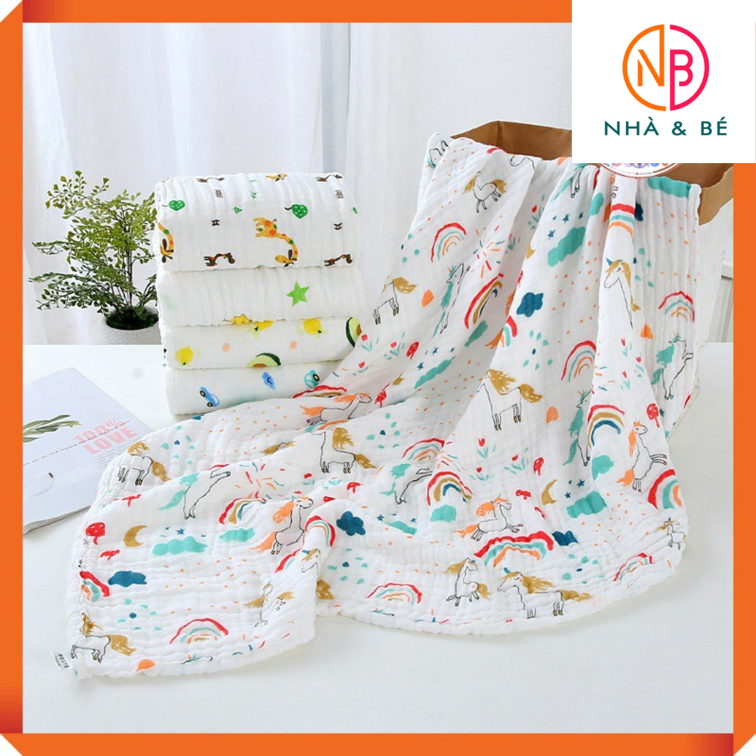 Khăn Tắm Xô Nhăn 6 lớp Sợi Tre Muslin - Khăn Đa Năng Có Thể Làm Chăn