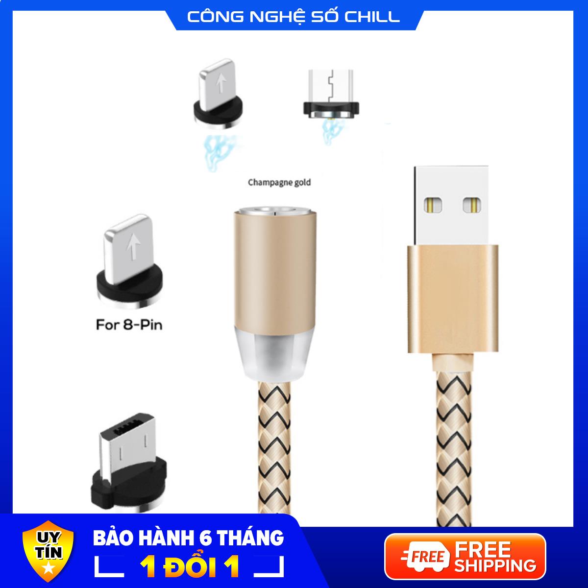 [ TOP BÁN CHẠY ]Cáp sạc từ hút nam châm đầu Iphone | micro USB | Type C xoay 360 độ dây dù,có LED cao cấp +BẢO HÀNH 6 THÁNG LỖI 1 ĐỔI 1