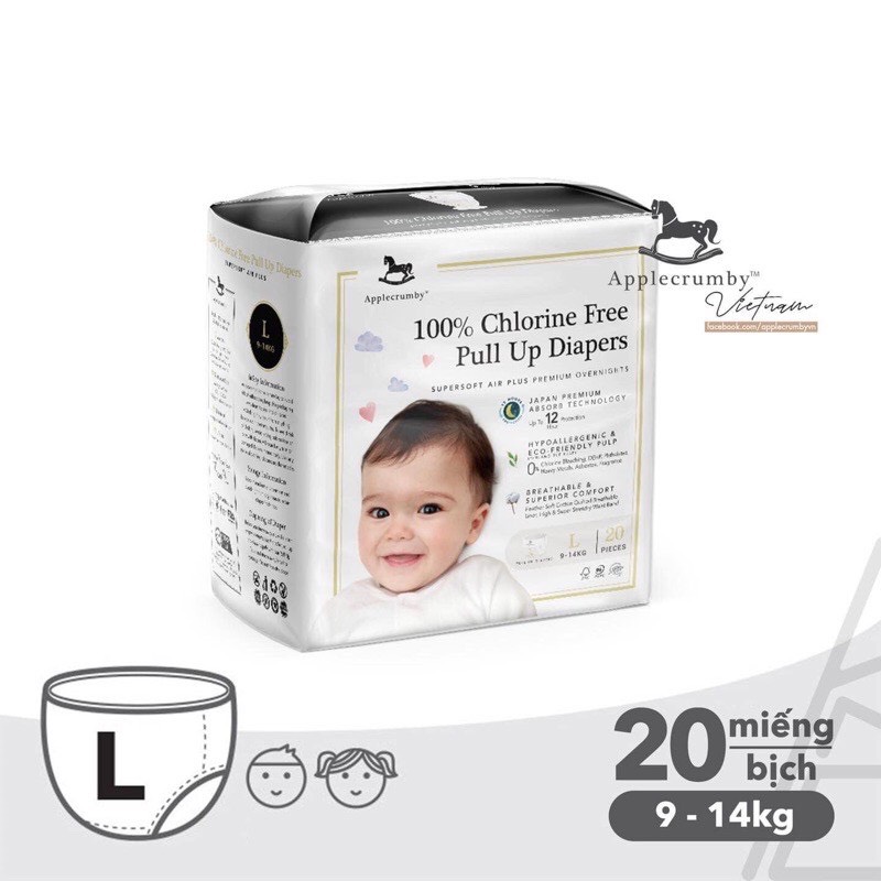 Tã/ Bỉm APPLECRUMBY Overnights dán/ quần đủ size