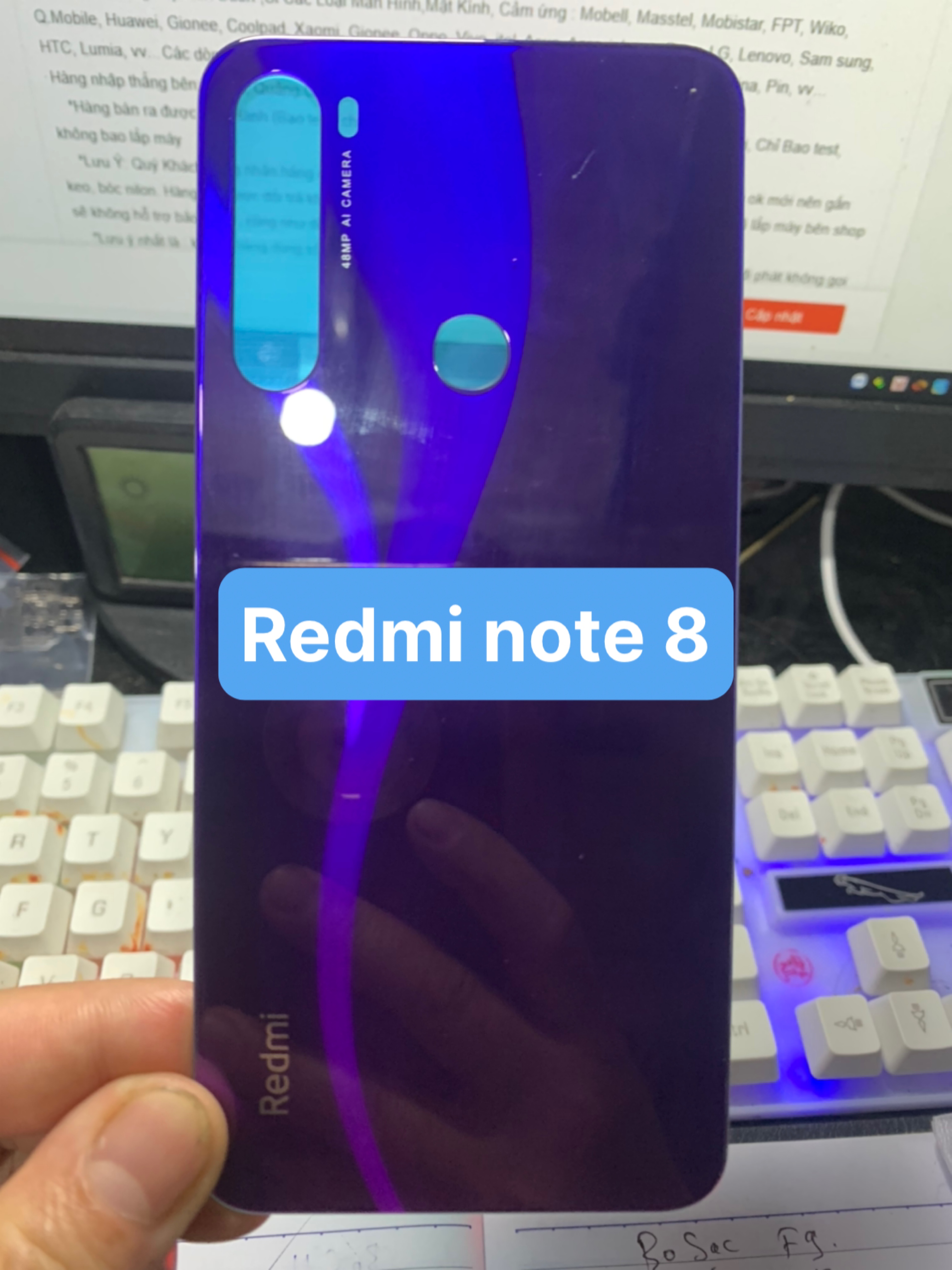 Kính lưng điện thoại xiaomi redmi note 8