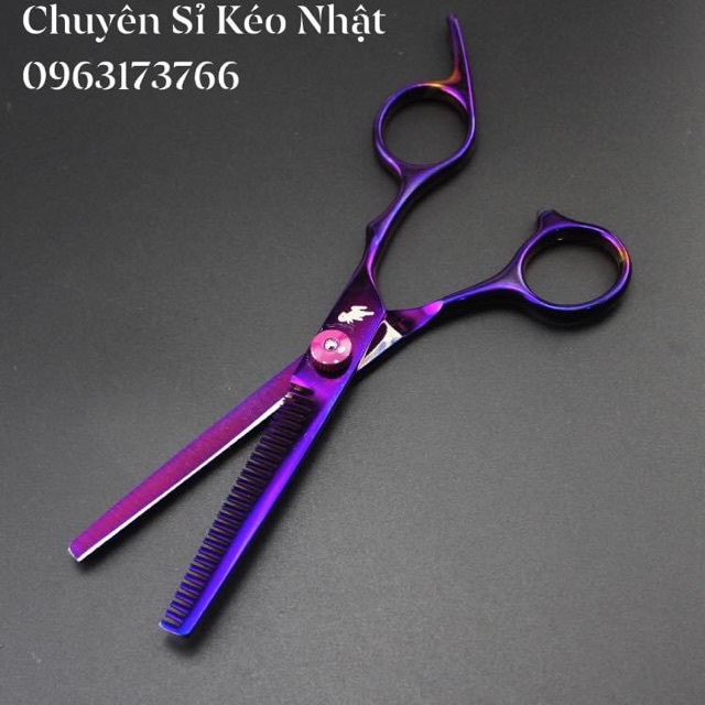 [HCM]Kéo cắt tóc Nhật Bản cao cấp màu tím titan MS05 [Mua bộ kéo tặng kèm bao da ]