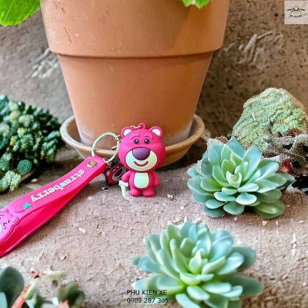 Móc Khóa Gấu Dâu Hồng Lotso Siêu Đẹp