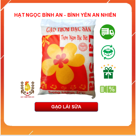 Gạo Lài Sữa Bao 5kg Dẻo Thơm Ngọt Cơm