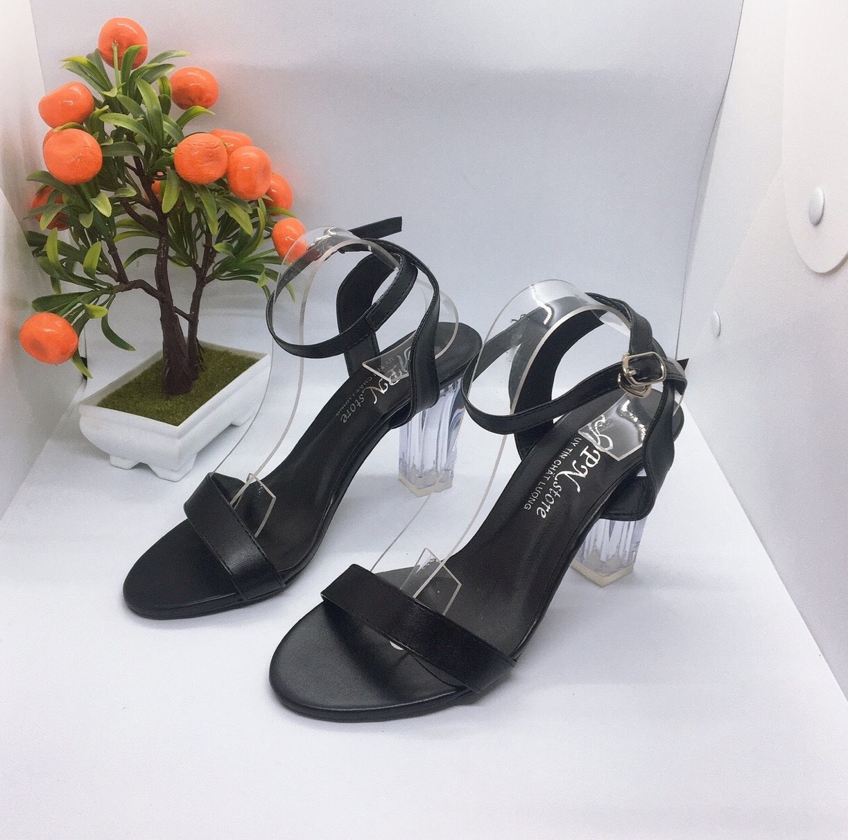[HCM][ẢNH THẬT] Giày cao gót sandal 9 phân gót trong