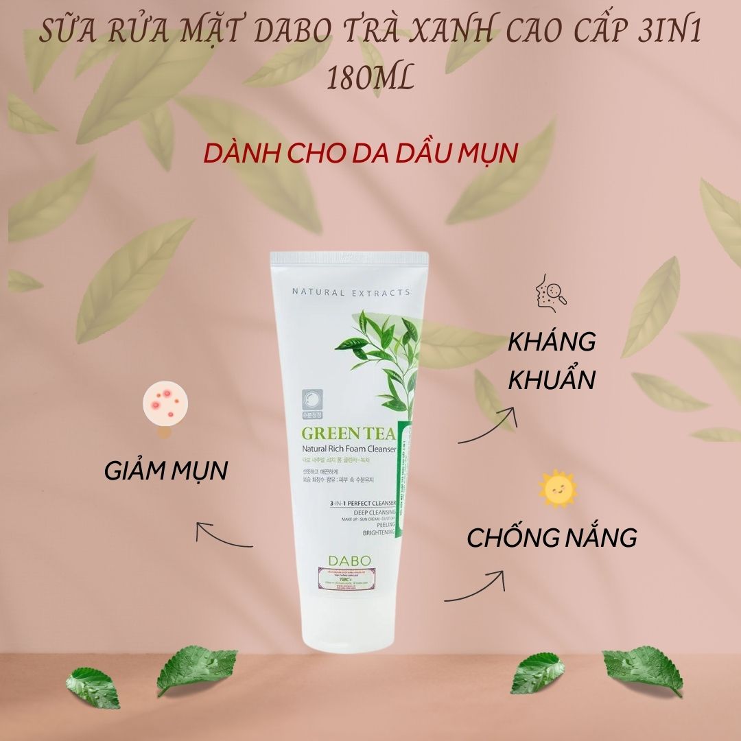 SỮA RỬA MẶT DABO TRÀ XANH CAO CẤP 3IN1 180ML