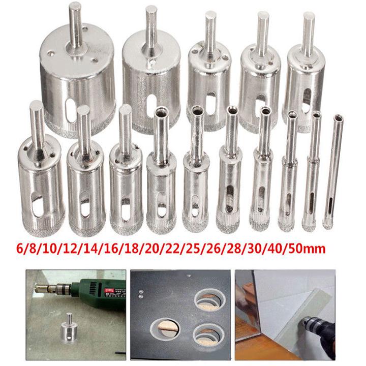 [HCM]Bộ 15 mũi khoan gạch men - mũi khoan kính 6-50mm