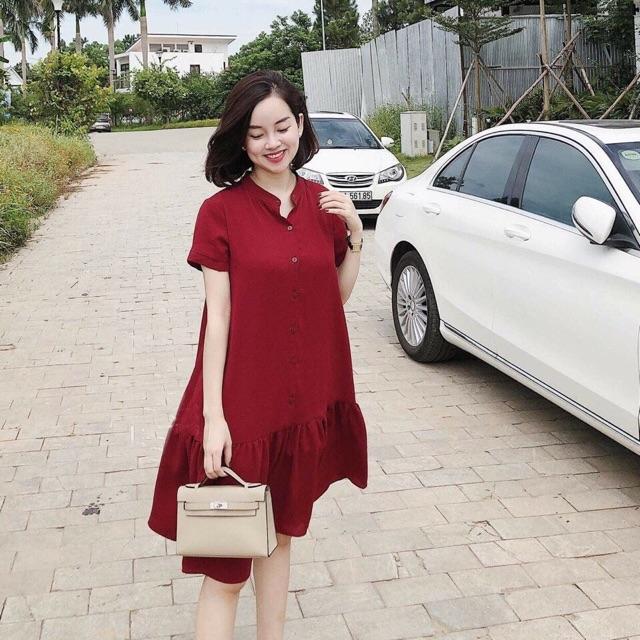 [HCM]Đầm đỏ đuôi cá nút dừa (kèm hình thật)