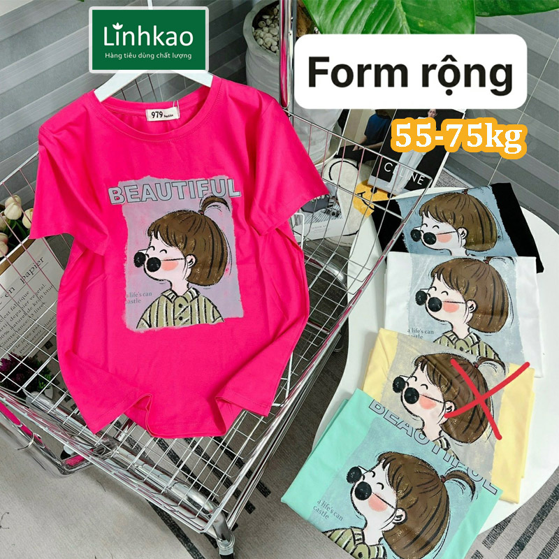 Áo thun 979 Beautyful phom rộng mịn mát
