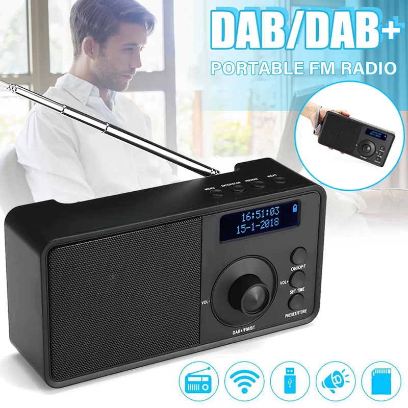 Portable DAB + Digital Radio Wireless Bluetooth Stereo Speaker LCD Display Outdoor Headset Support Alarm Clock FM AUX