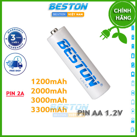Pin tiểu sạc AA (2A) BESTON, Pin sạc dung lượng 1200mAh, 2000mAh, 3000mAh, 3300mAh - Pin 1.2V (BẢO HÀNH CHÍNH HÃNG)