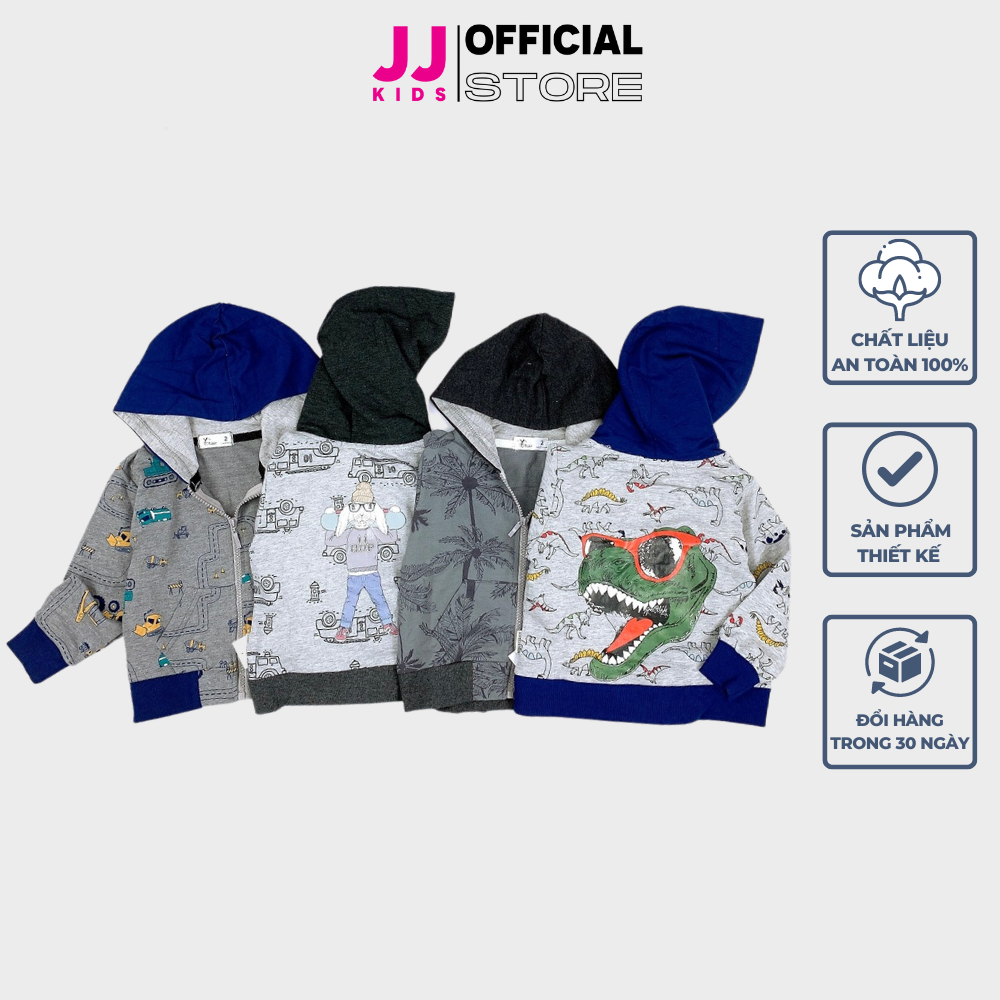 Áo khoác cho bé trai bé gái, áo khoác hoạt tiết hoạt hình khủng long dễ thương| FREESHIP MAX - JJ Kids Fashion