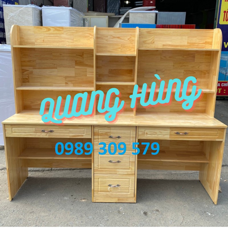 Bàn học sinh gỗ thông - bàn đôi cao cấp - 1m95x1m7x 70cm hcm