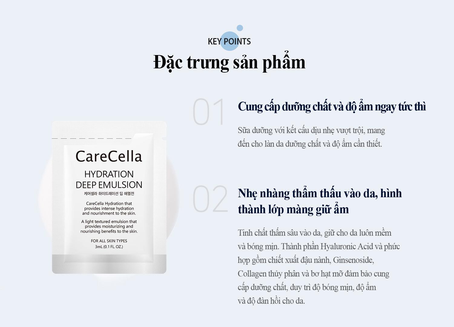 10 Gói Sữa dưỡng da CareCella Hydration Deep Emulsion 3mL Mini Pouch