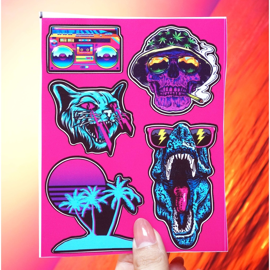 ☾ஐ Set 100 Sticker Sticker Dán Nón Bảo ểm Chống Nước