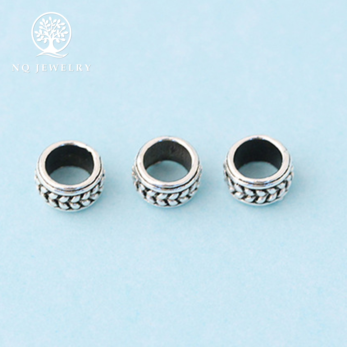 [HCM]Charm bạc chặn hạt họa tiết bông lúa - NQ Jewelry