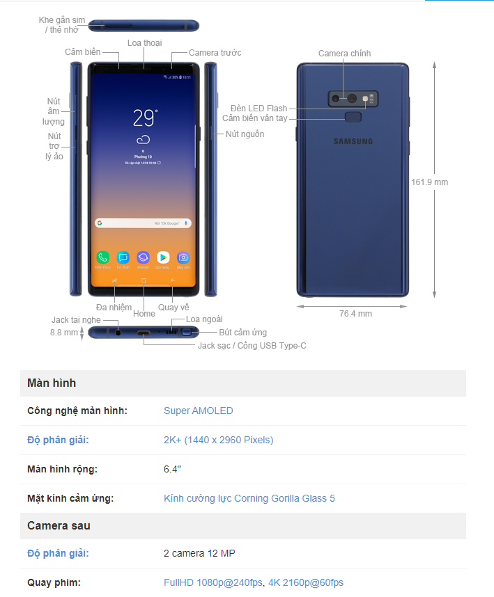 Cáp volume và cáp nguồn điện thoại Samsung Galaxy Note 9 (Linh kiện bóc máy, bốc máy)