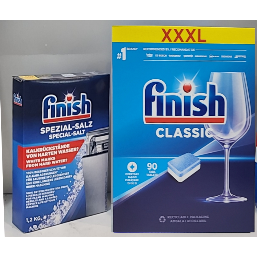 combo Viên rửa bát finish 90 viên hoặc muối rửa bát finish 1.2kg