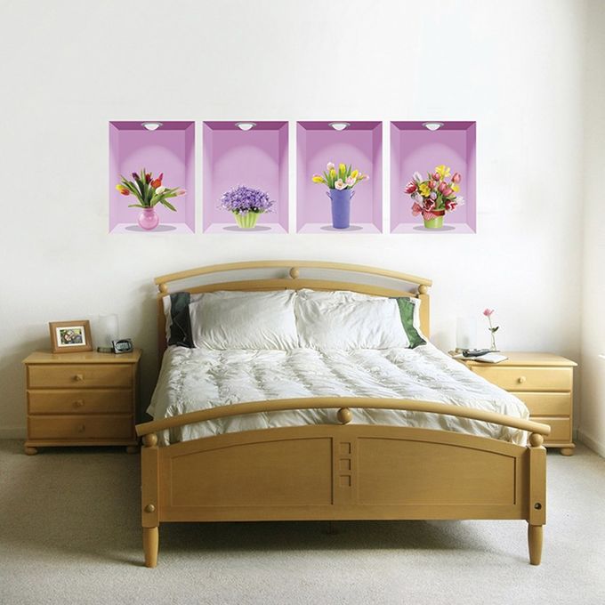 [HCM]DECAL DÁN TƯỜNG TRANH 4 BÌNH HOA