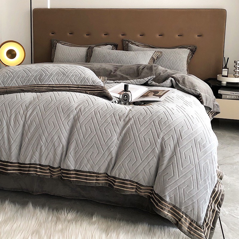 Bộ chăn ga nỉ Hlhome bedding dệt hình thoi siêu mịn