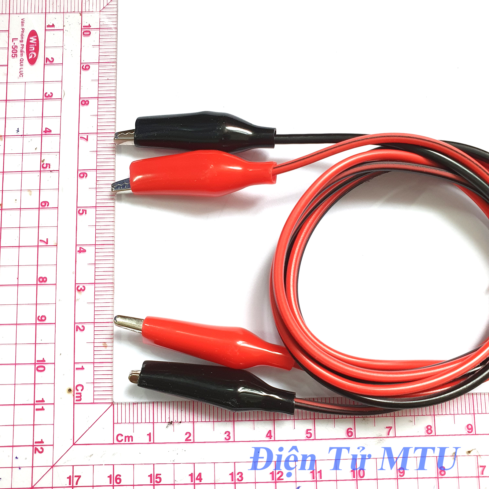 Dây Test Điện Tử 2 Đầu Kẹp Cá Sấu dài 1m (1 cặp dây đỏ & đen)