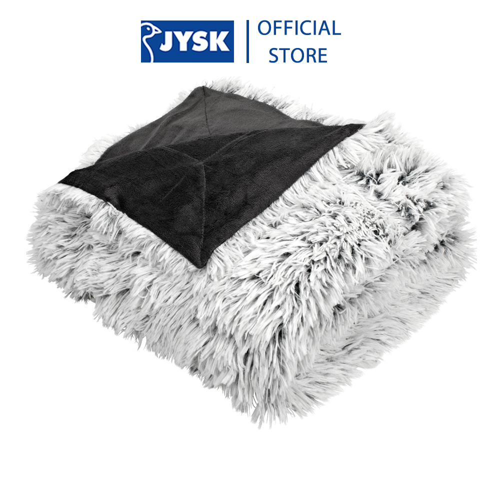 Chăn sofa | jysk lotus | giả lông polyester xám | 135x195cm