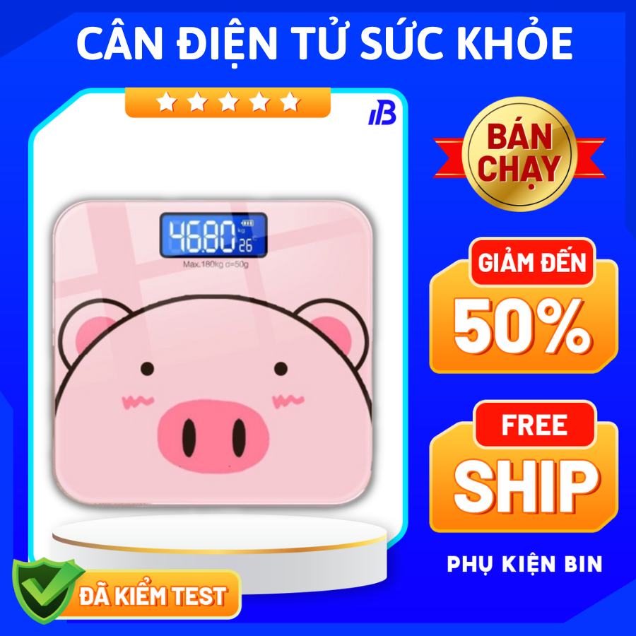 Cân điện tử sức khỏe sử dụng pin max 180kg, Cân điện tử cân người, Cân sức khỏe gia đình tặng kèm pin