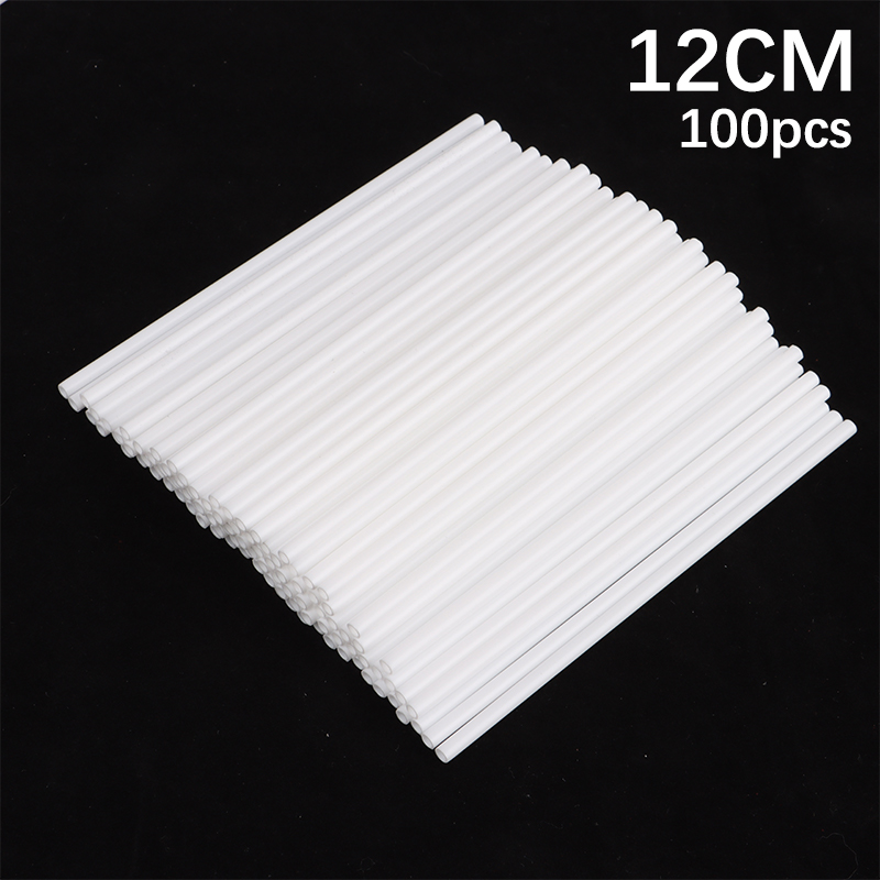 Guangtemaoyi 100pcs 8 10 12 15cm trắng pp rắn lõi lollipop gậy cho sô cô la kẹo gậy bánh pop sticks diy baking phụ kiện