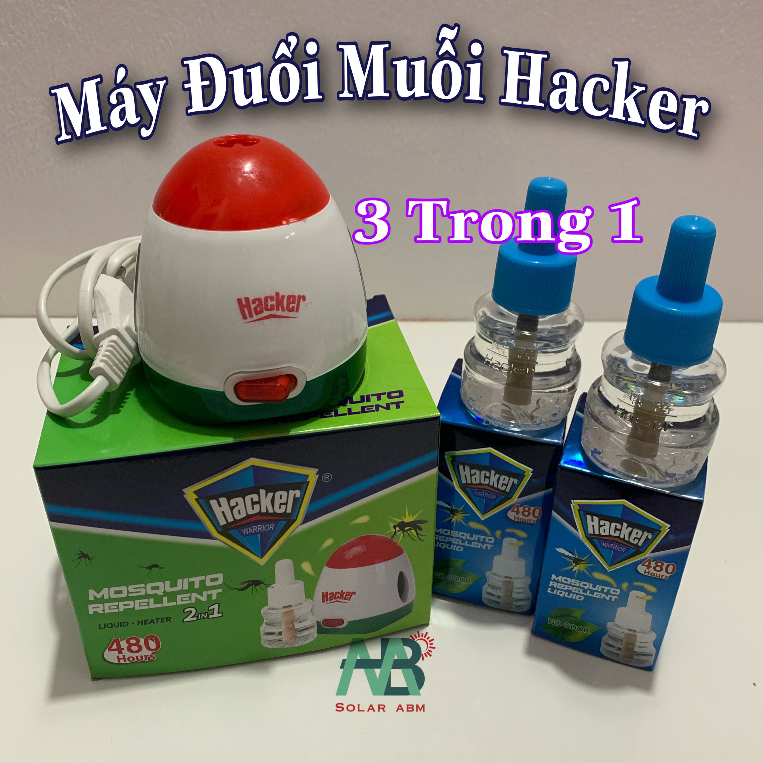 MÁY ĐUỔI MUỖI XÔNG TINH DẦU HACKER + 2 TINH DẦU 480H HACKER